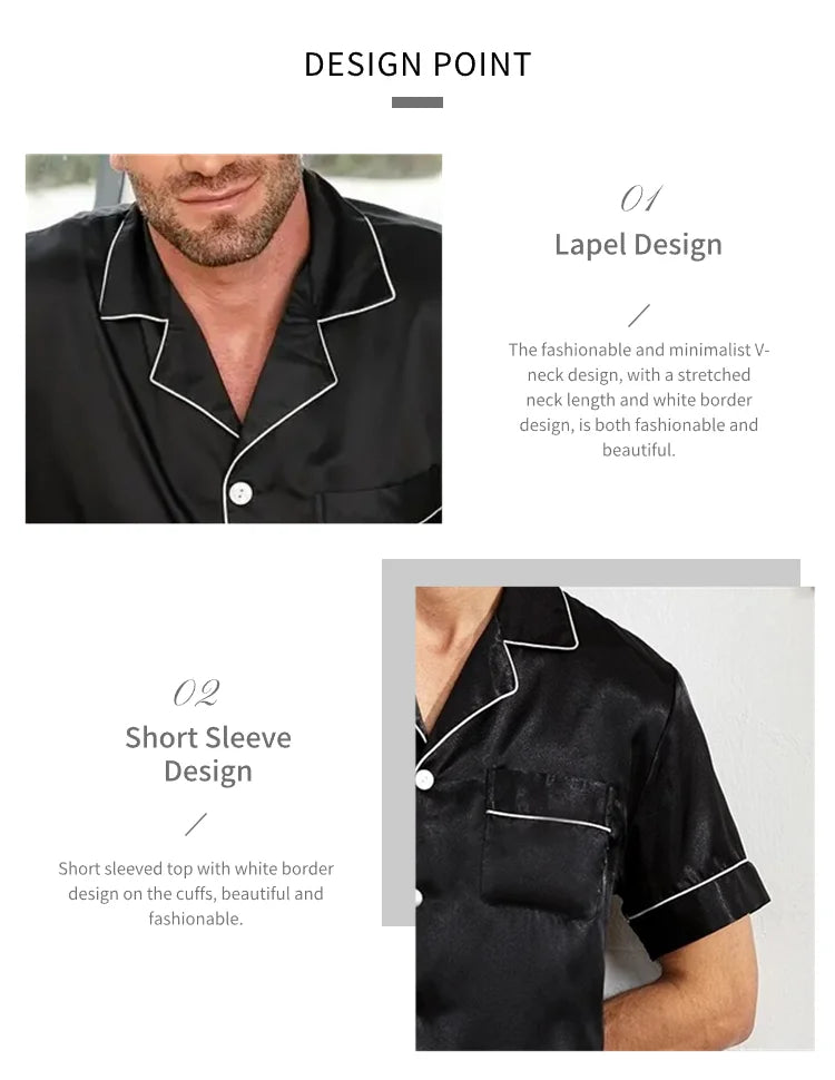 Férfi Szatén Selyem Pizsama